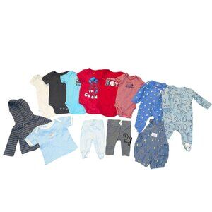 Huge Lot 13 Infant Boys Newborn 0/3 Months Sleepers Tops Onesies Pants Pajama PJ